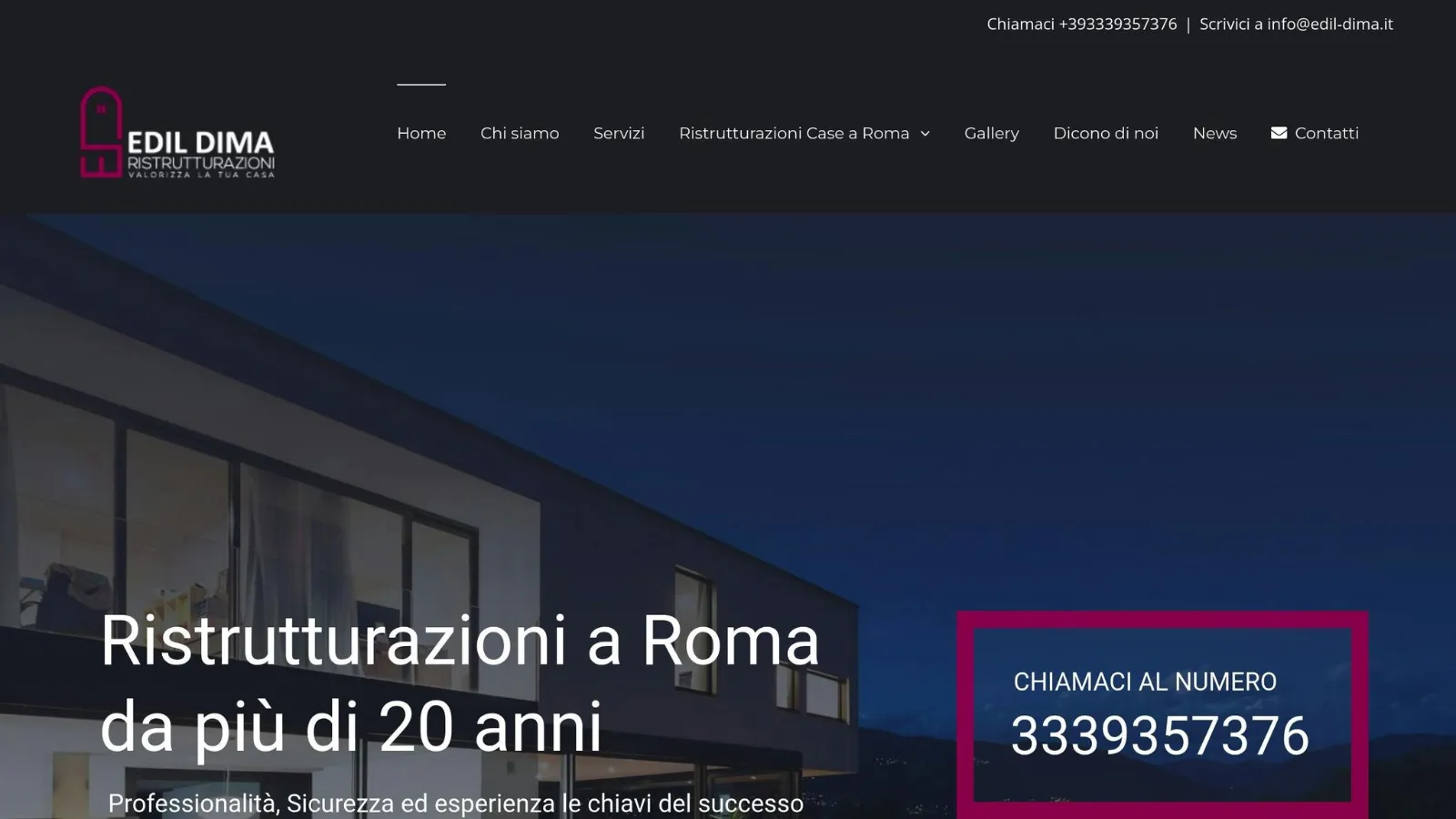 Home page del sito Edil Dima: ristrutturazioni a Roma da più di 20 anni