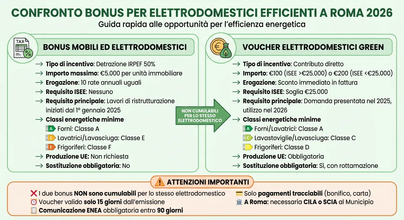 Confronto tra bonus mobili ed elettrodomestici e voucher elettrodomestici