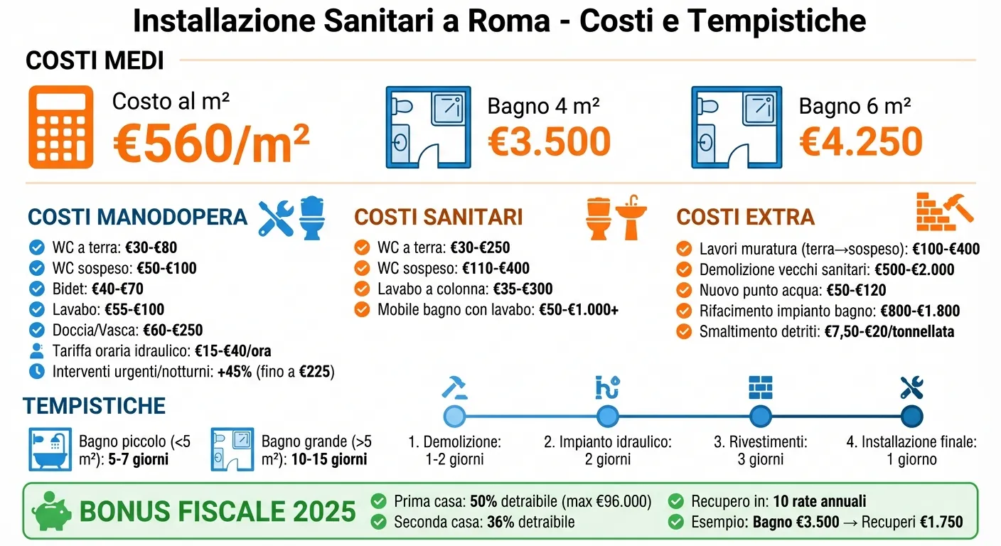 Costi e Tempistiche Installazione Sanitari Roma: Guida Completa